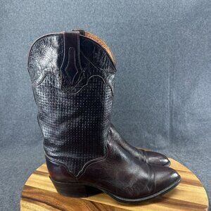 El Dorado Handmade Brown Burgundy Leather Western Cowboy Boots 9373 Sz 12D